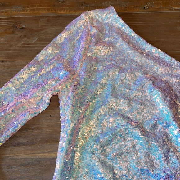 Lucy In The Sky, light pink iridescent, full sequined dress. - Picture 2 of 6